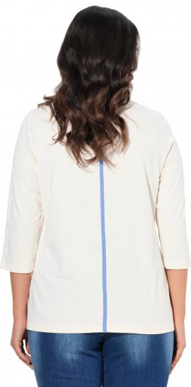 Ulla Popken Photo Graphic 3/4 Sleeve Tee Pearl White - Koszulki z nadrukiem dla kobiet - 