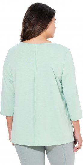 Ulla Popken Metallic Lettering 3/4 Sleeve Tee Mint Green - Koszulki z nadrukiem dla kobiet - 