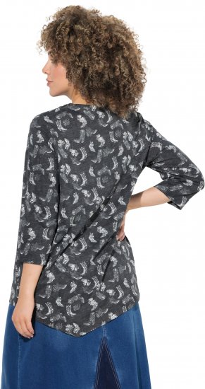Ulla Popken Asymmetric Cowboy Boot Print Tee Black - Koszulki z nadrukiem dla kobiet - 