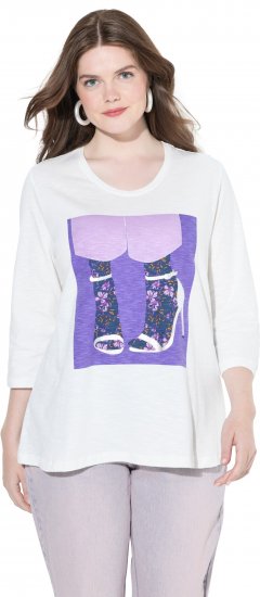 Ulla Popken Fashion Graphic T-Shirt Off-White - Koszulki z nadrukiem dla kobiet - 
