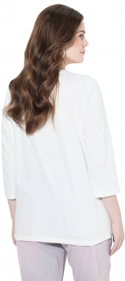 Ulla Popken Fashion Graphic T-Shirt Off-White - Koszulki z nadrukiem dla kobiet - 