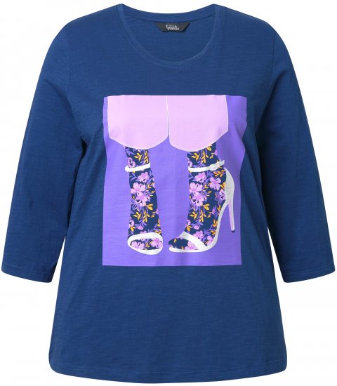 Ulla Popken Fashion Graphic T-Shirt Dark Blue - Koszulki z nadrukiem dla kobiet - 