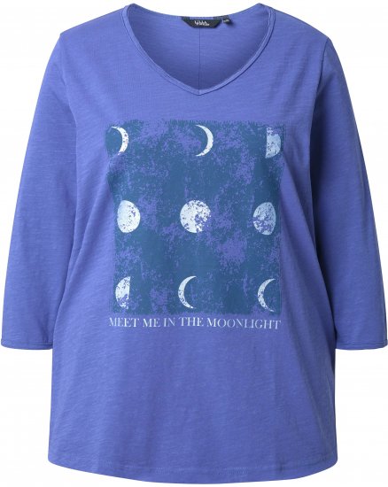 Ulla Popken Meet Me In The Moonlight 3/4 Sleeve Graphic Tee Atlantic Blue - Koszulki z nadrukiem dla kobiet - 