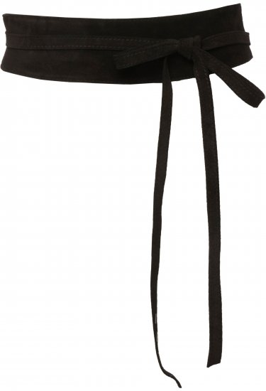 Ulla Popken Leather Tie Belt Black - Paski damskie - 