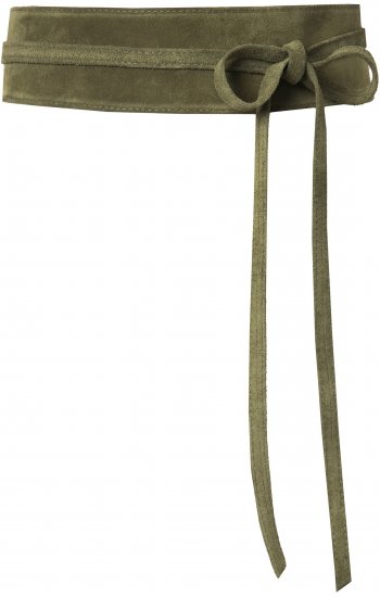 Ulla Popken Leather Tie Belt Olive Gray - Paski damskie - 