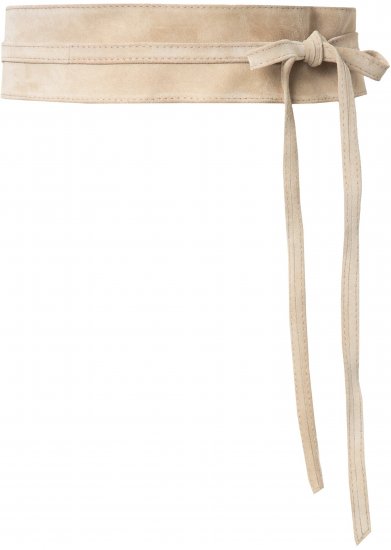 Ulla Popken Leather Tie Belt Beige - Paski damskie - 