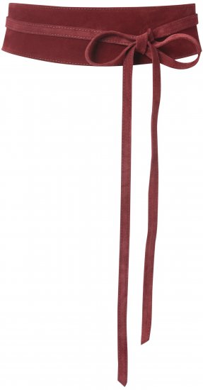 Ulla Popken Leather Tie Belt Dark Red - Paski damskie - 