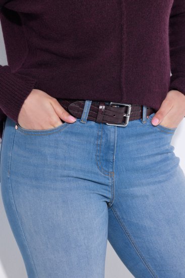 Ulla Popken Snake Embossed Belt Burgundy - Paski damskie - 