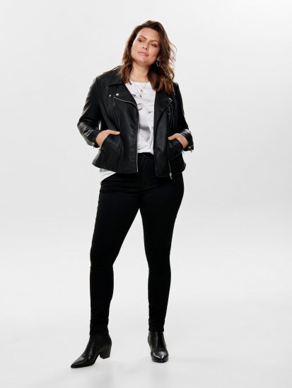 Only Carmakoma Emmy Biker Jacket Black - Kurtki skórzane - 