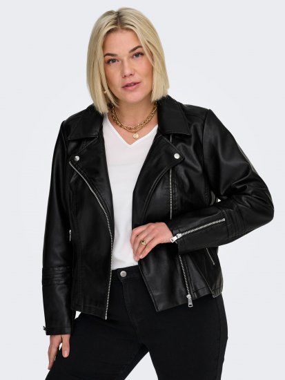 Only Carmakoma Emmy Biker Jacket Black - Kurtki skórzane - 