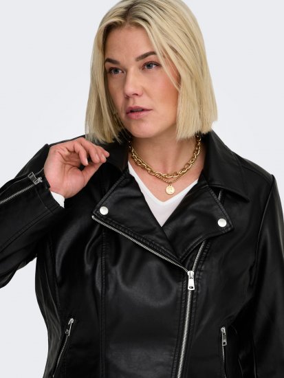 Only Carmakoma Emmy Biker Jacket Black - Kurtki skórzane - 