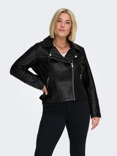 Only Carmakoma Emmy Biker Jacket Black - Kurtki skórzane - 