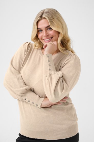Kaffe Curve Lizzy Sweter z długim rękawem Beżowy - Swetry & dzianina - 