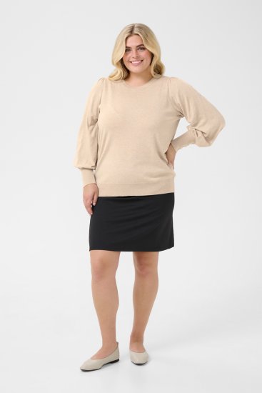 Kaffe Curve Lizzy Sweter z długim rękawem Beżowy - Swetry & dzianina - 