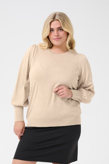 Kaffe Curve Lizzy Sweter z długim rękawem Beżowy - Swetry & dzianina - 