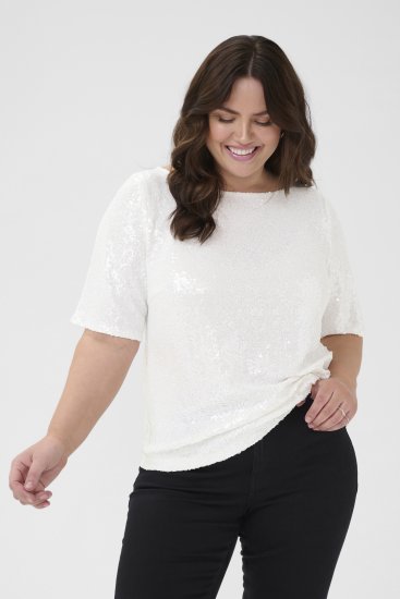 Kaffe Curve Mirana Sequin Blouse Chalk - Bluzki - 
