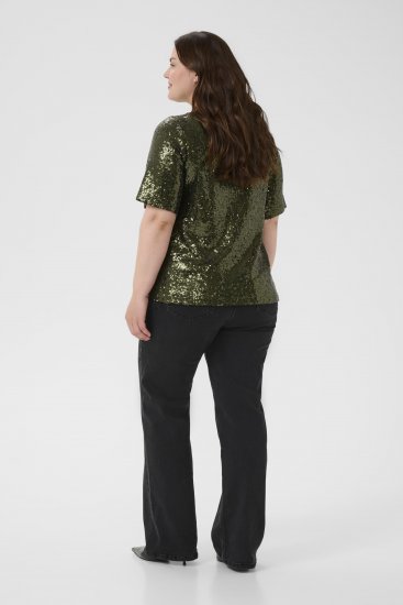 Kaffe Curve Mirana Sequin Blouse Ivy Green - Bluzki - 