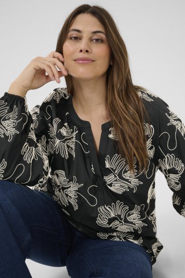 Kaffe Curve Kimmie Blouse Black Chalk Embroidery - Bluzki - 