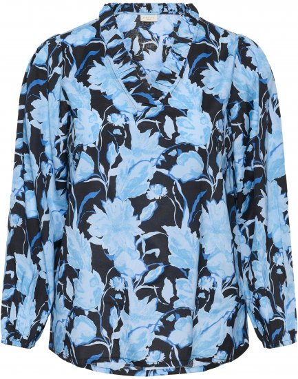 Kaffe Curve Sasja Bluzka z długim rękawem Blue Snake Flower - Bluzki & koszule - 