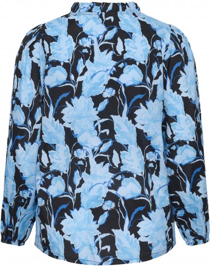 Kaffe Curve Sasja Bluzka z długim rękawem Blue Snake Flower - Bluzki & koszule - 
