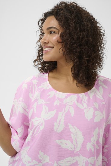 Kaffe Curve Marla Blouse Pink Frosting Chalk Leaf - Bluzki - 
