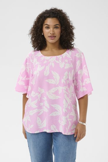 Kaffe Curve Marla Blouse Pink Frosting Chalk Leaf - Bluzki - 