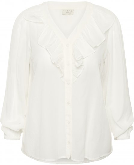 Kaffe Curve Lana Frill Blouse White - Bluzki - 