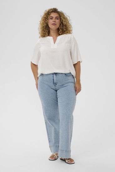 Kaffe Curve Mina Lace Blouse Chalk White - Bluzki & koszule - 