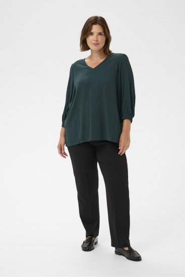 Kaffe Curve Pippi Blouse 3/4 Sleeve Magical Forest Green - Bluzki & koszule - 