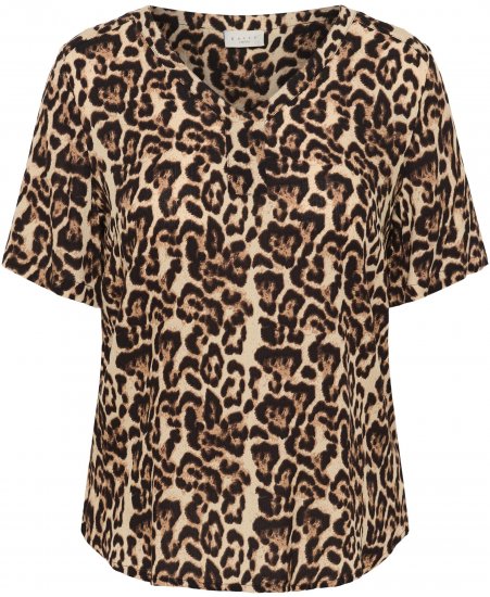 Kaffe Curve Ami Short Sleeve Blouse Printed Leopard - Bluzki & koszule - 