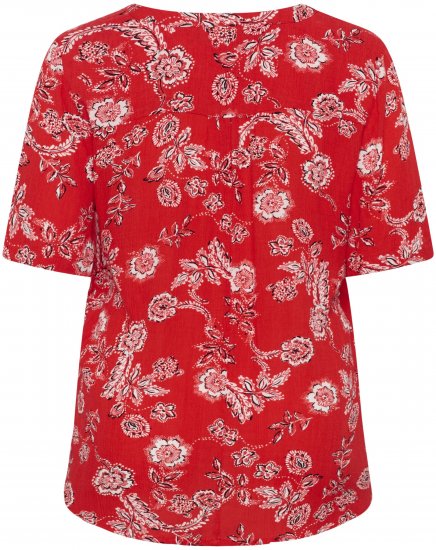 Kaffe Curve Ami Short Sleeve Blouse Printed Poppy Red - Bluzki & koszule - 