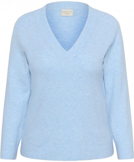 Kaffe Curve Jilanda V-Neck Pullover Blue - Swetry & dzianina - 