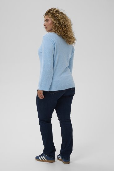 Kaffe Curve Jilanda V-Neck Pullover Blue - Swetry & dzianina - 