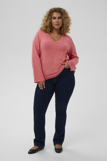 Kaffe Curve Jilanda V-Neck Pullover Red - Swetry & dzianina - 