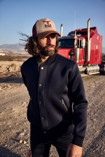 JP1880 College Jacket Scuba Fabric with Zipper Navy - Kurtki Męskie Duże Rozmiary - Kurtki Duże rozmiary 2XL-8XL