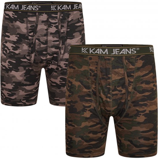 Kam Jeans 813 Camo Print Boxers Charcoal Khaki - Bokserki - Bokserki 2XL-12XL
