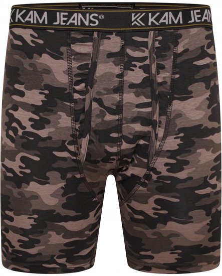 Kam Jeans 813 Camo Print Boxers Charcoal Khaki - Bokserki - Bokserki 2XL-12XL