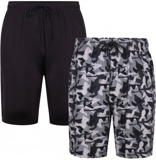 Kam Jeans Twin Pack Shorts Camo/Plain Black - Dresy & spodenki dresowe - Dresy & Spodnie Dresowe 2XL-12XL