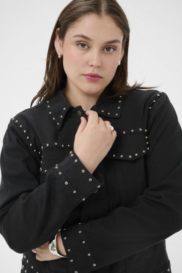 Kaffe Curve Brenn Twill Jacket Washed Black - Kurtki jeansowe - 