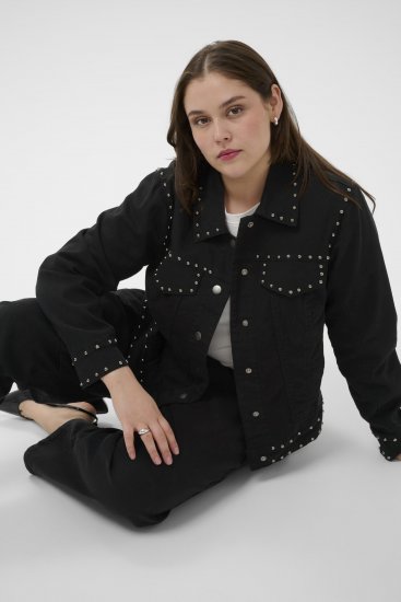 Kaffe Curve Brenn Twill Jacket Washed Black - Kurtki jeansowe - 