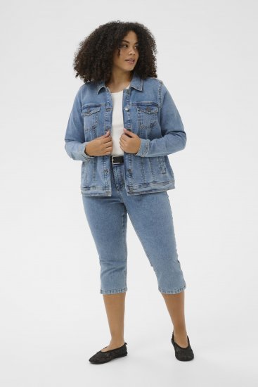 Kaffe Curve Vilana Denim Jacket Washed Blue - Kurtki jeansowe - 