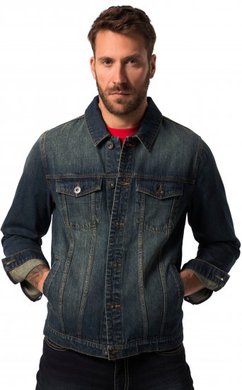 JP1880 Denim Jacket Dark Blue Denim - Kurtki Męskie Duże Rozmiary - Kurtki Duże rozmiary 2XL-8XL