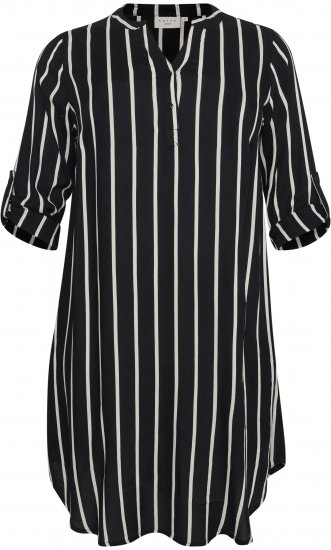 Kaffe Curve Milana Shirt Sukienka Czarny / Chalk pasek - Sukienki - 