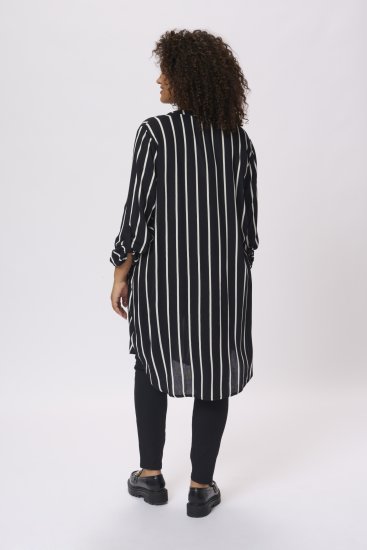 Kaffe Curve Milana Shirt Sukienka Czarny / Chalk pasek - Sukienki - 