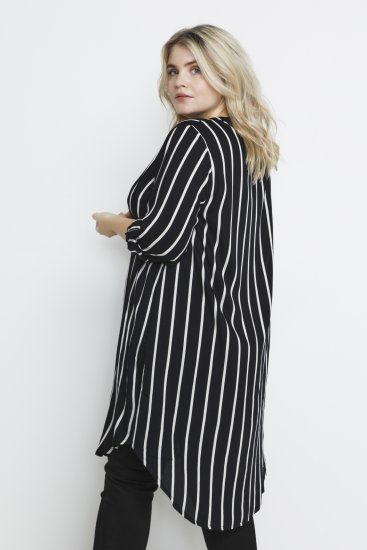 Kaffe Curve Milana Shirt Sukienka Czarny / Chalk pasek - Sukienki - 