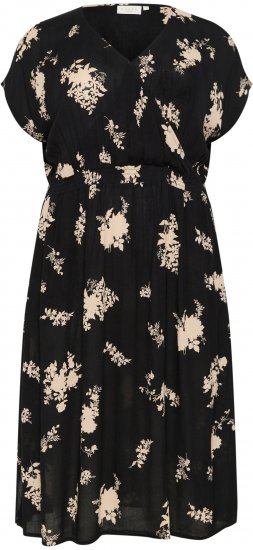 Kaffe Curve Jenna Sukienka Czarny/Brown Flower print - Sukienki - 