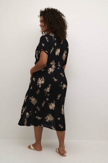 Kaffe Curve Jenna Sukienka Czarny/Brown Flower print - Sukienki - 