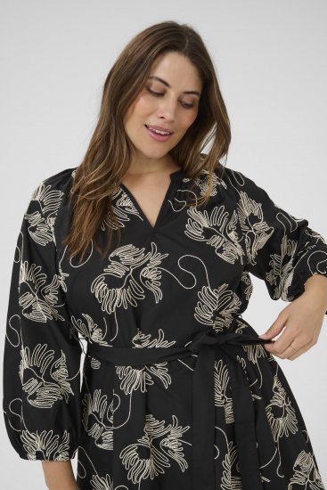 Kaffe Curve Kimmie Dress Black Chalk Embroidery - Sukienki midi - 