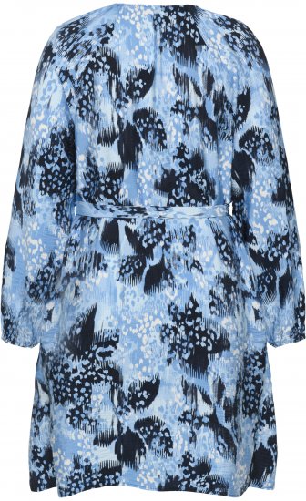 Kaffe Curve Aliana Dress Blue Flower Animal - Sukienki midi - 