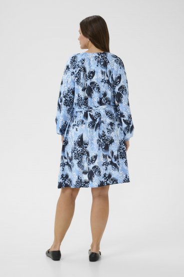 Kaffe Curve Aliana Dress Blue Flower Animal - Sukienki midi - 